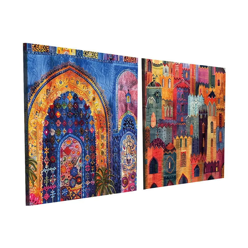 Vibrance Of City Canvas Wall Art - Set Of Two media 4