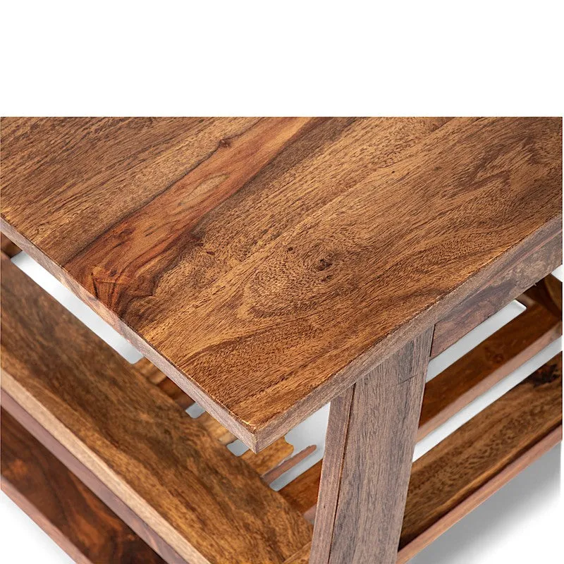 Azvino Sheesham Wooden Center Table - Light Brown media 7