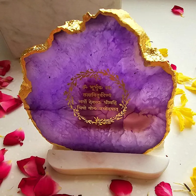 Sacred Gayatri Mantra Tealight Candle Holder - Purple media 1