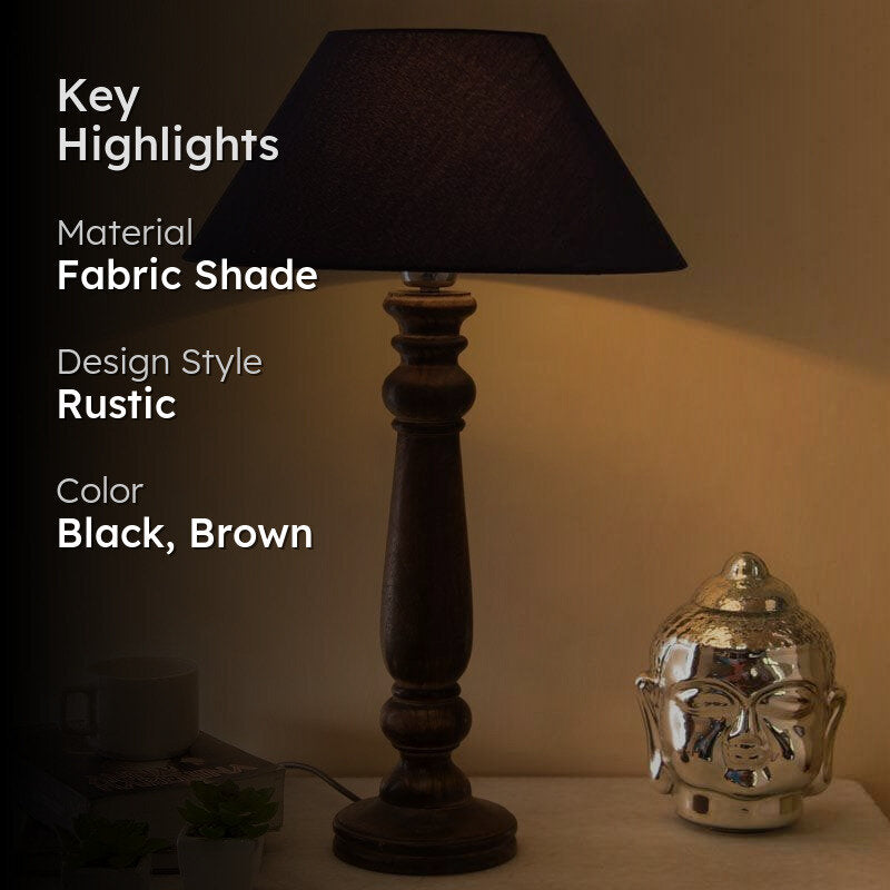 Mabel Antique Fabric Table Lamp - Black,Brown media 2