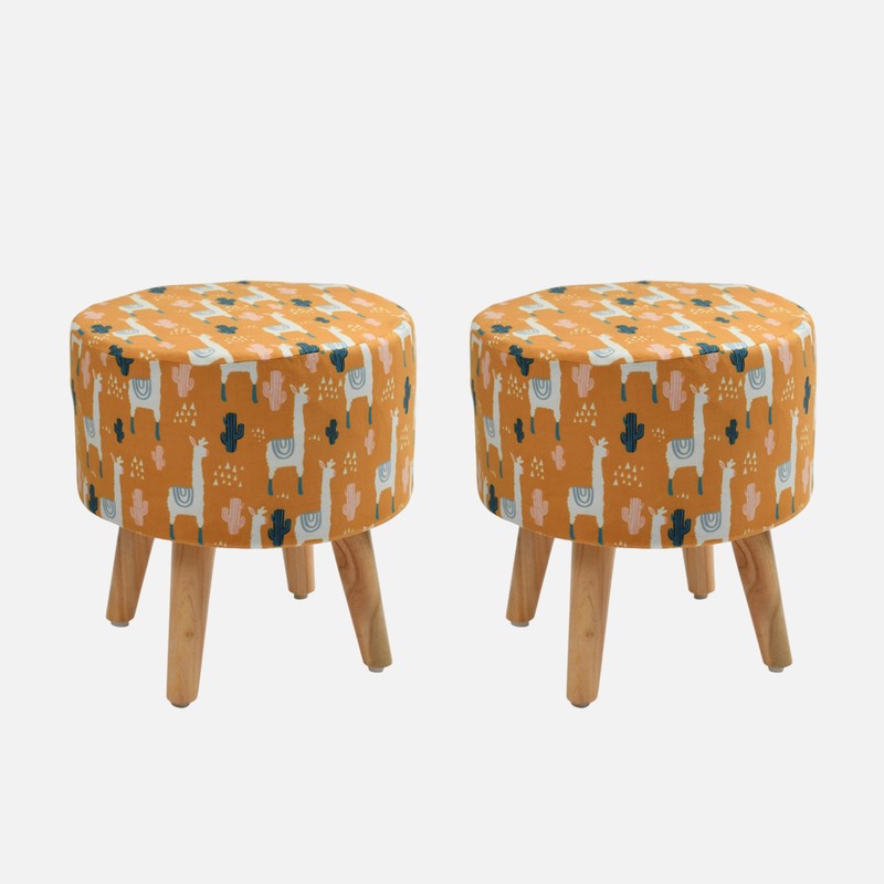 Avira Horse Print Multicolor Engineered Wood Ottomans - Set Of Two media 3