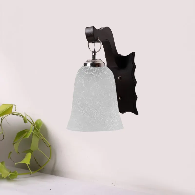 Crystal Bloom Wavy Dark-Wood Glass Wall Lamp media 3