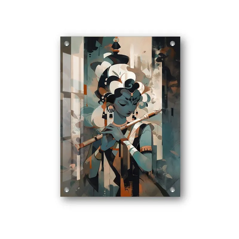 Lord Krishna Flute Harmony Acrylic Wall Art media 3