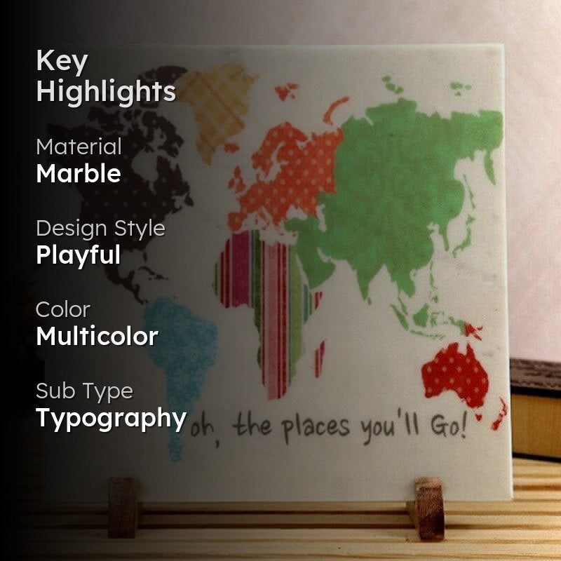 World Map Printed Marble Showpiece media 2