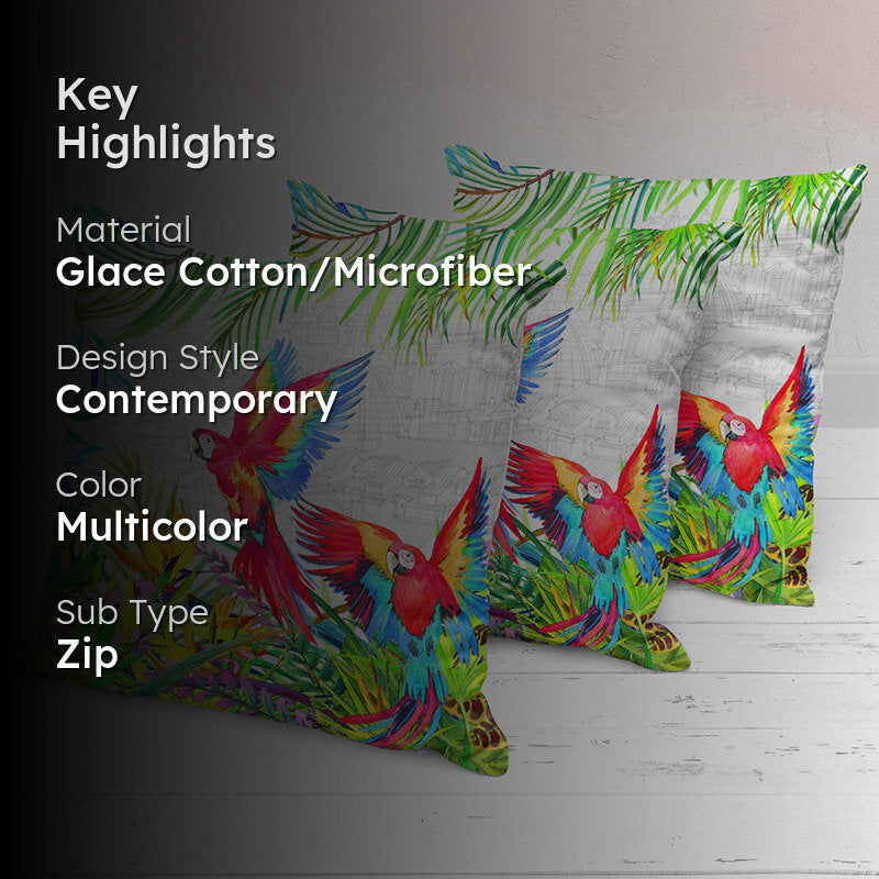 Colours Of Tropics Printed Cushion Cover Set - Set Of Three media 2