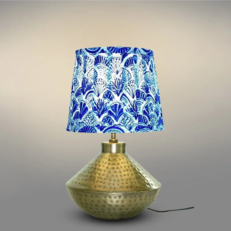 Cerulean Metal Base Cotton Table Lamp - Blue media 4