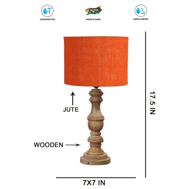 Sienna I Carve Wooden Table Lamp - Orange,Brown media 7