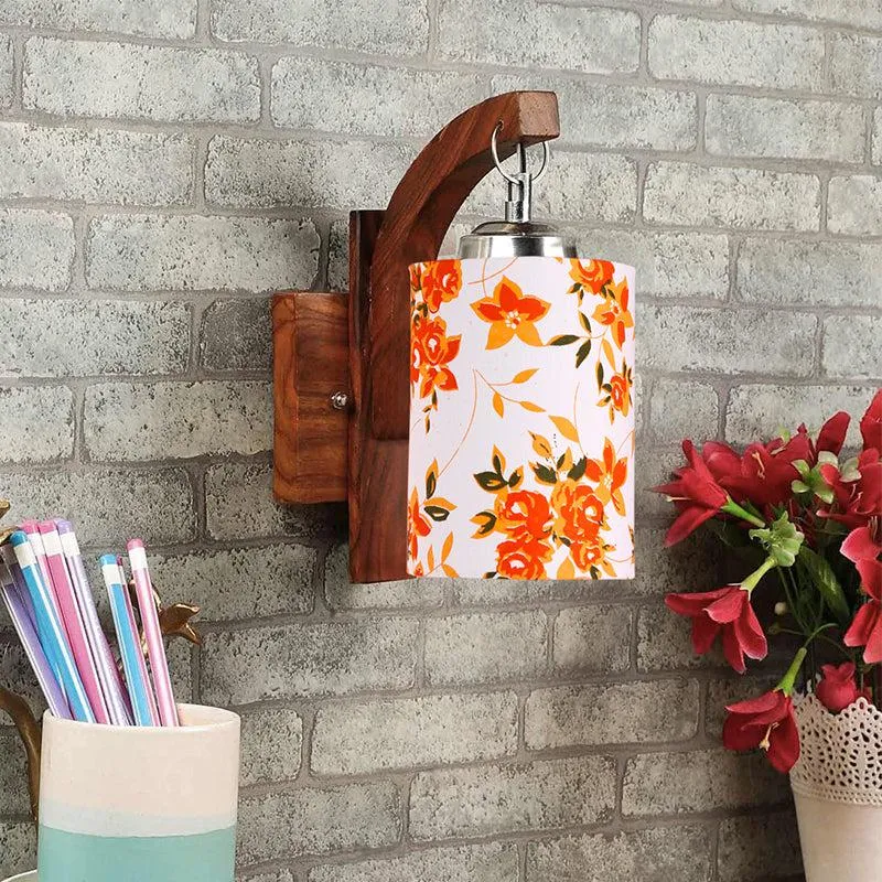 Forma Ibis Flora Cylindrical Fabric & Wooden Wall Lamp media 3