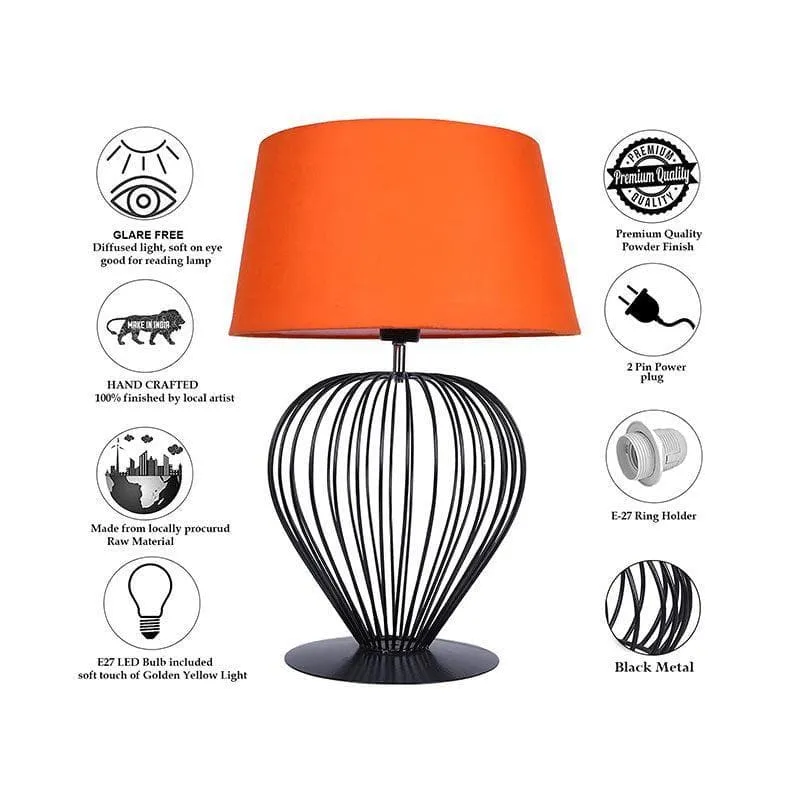 Emara Fabric Table Lamp - Orange,Black media 6