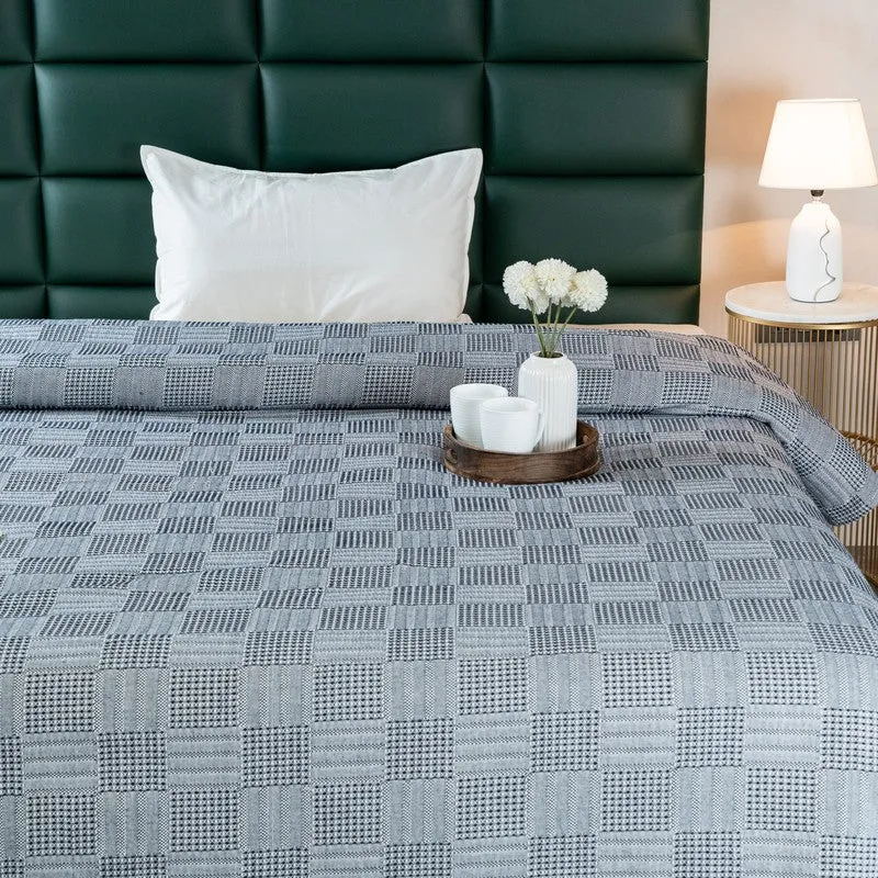 GridForm Cotton Bedsheet (Navy Blue) - 300 TC media 3