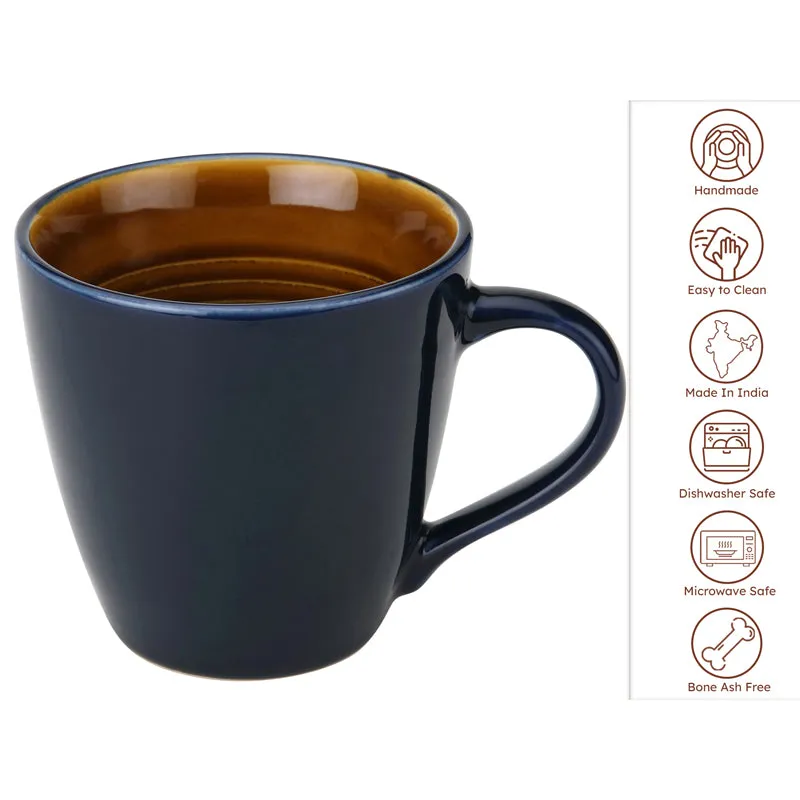 Karvaa Ceramic Coffee Mug (Royal Blue/350 mL Each) - Set Of Six media 5