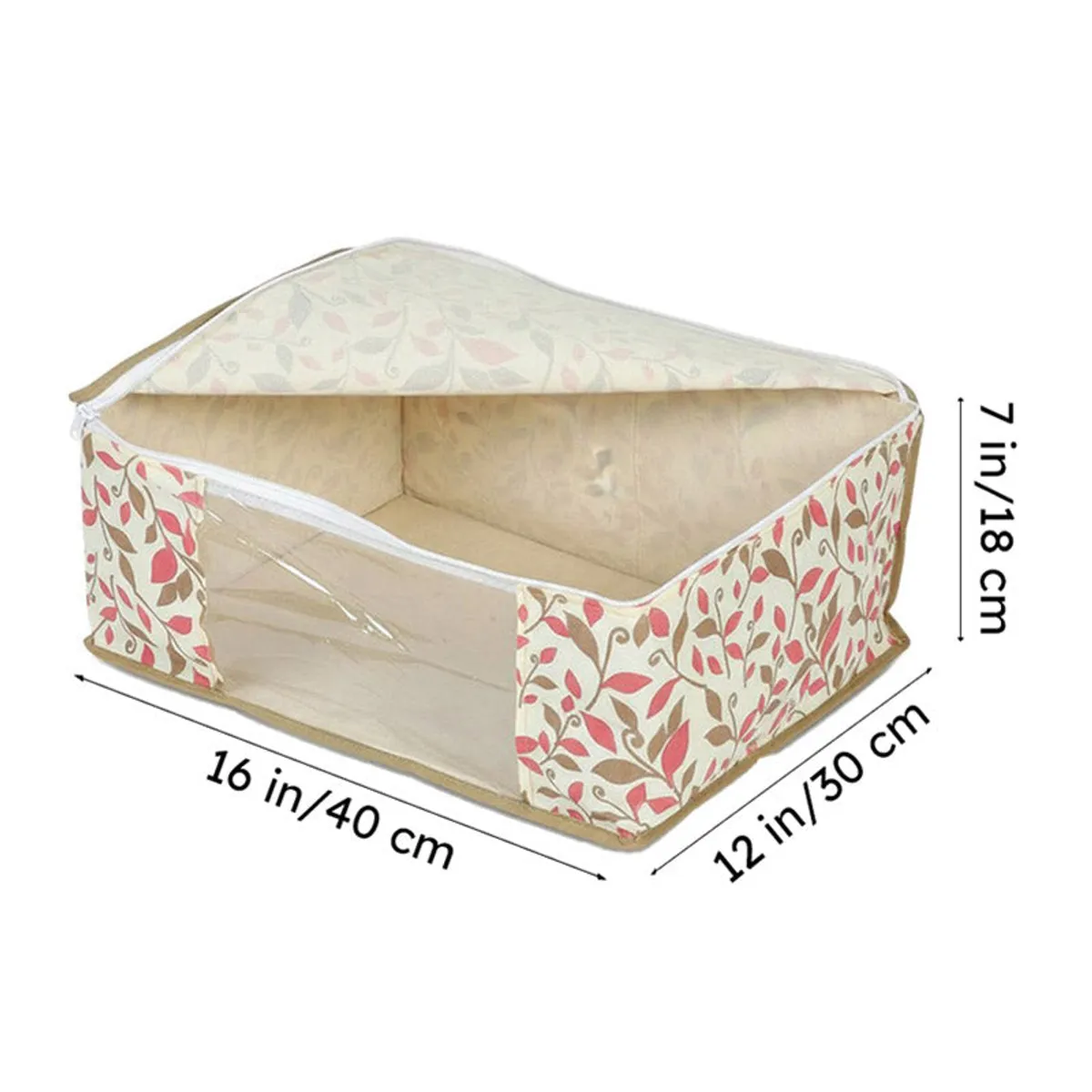 Open floral organiser showing its interior and transparent front panel.