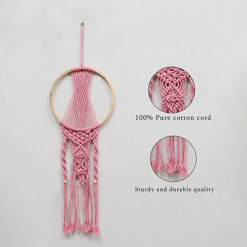Knottic Macrame Fabric Wall Accent (Pink & Blue) - Set Of Two media 4