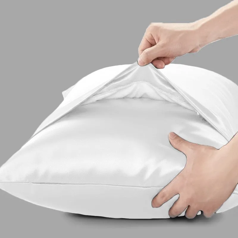 SilkenAura Satin Pillow Cover with a Scrunchy (Pearl) - Set Of Two media 4