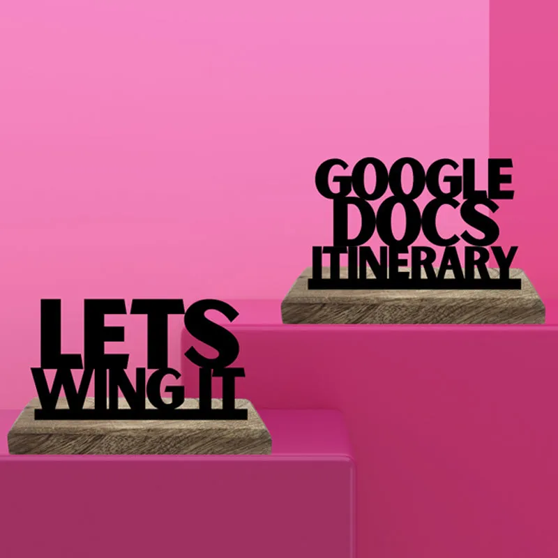 Let's Wing It Typography Showpiece - Set Of Two media 3