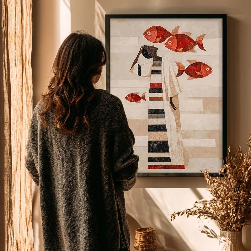Aqua Nomad Canvas Wall Painting - Black Frame media 4