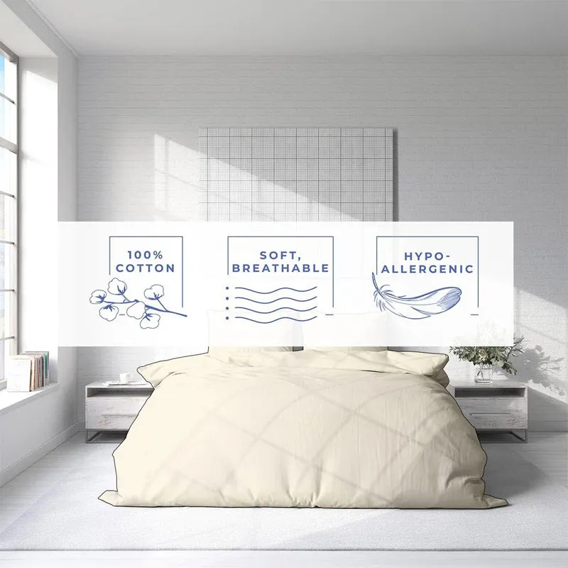 Elisima 100% Cotton Satin Weave Solid Duvet Cover - Ivory media 4