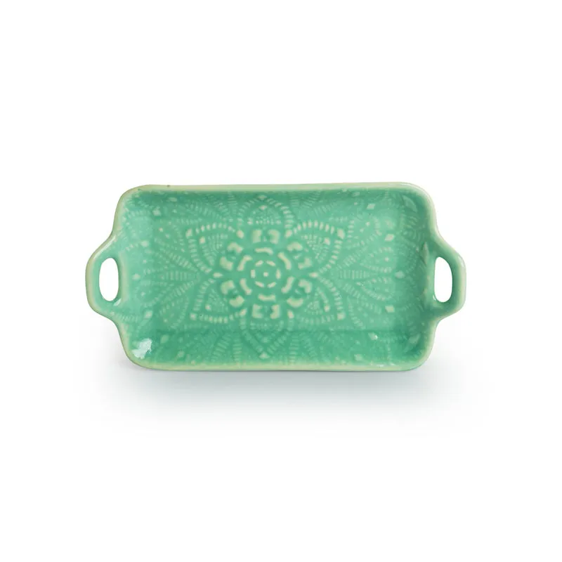 Oceano Green Hand Glazed Serving Tray media 4