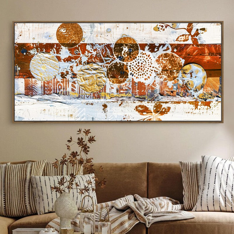 Sands of Serenity Abstract Canvas Wall Art With Frame - Brown