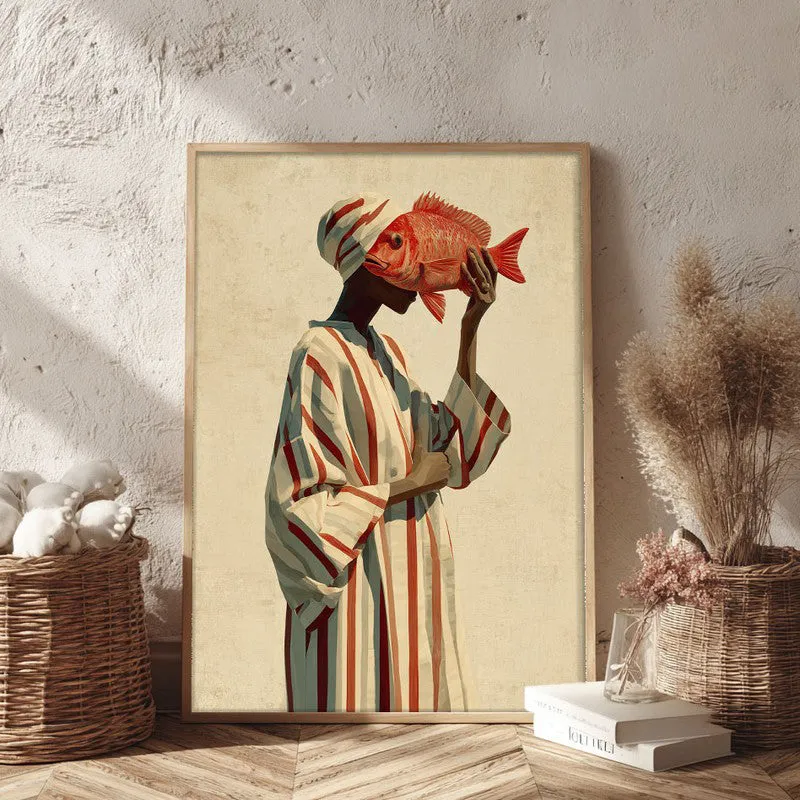 Ember Fin Canvas Wall Painting - Brown Frame media 3