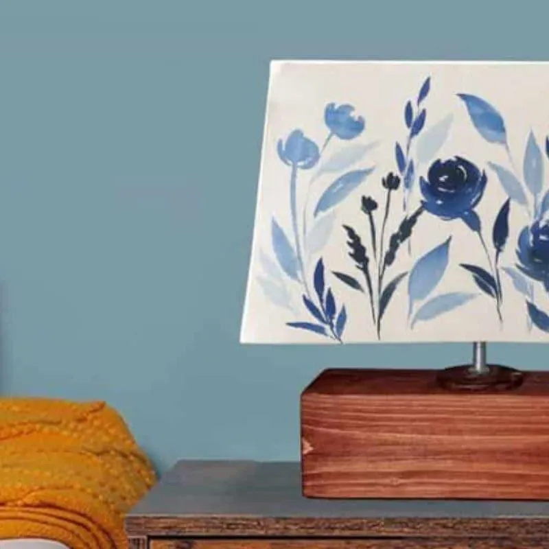 Indigo Blossom Handpainted Fabric Table Lamp - Multicolor media 6