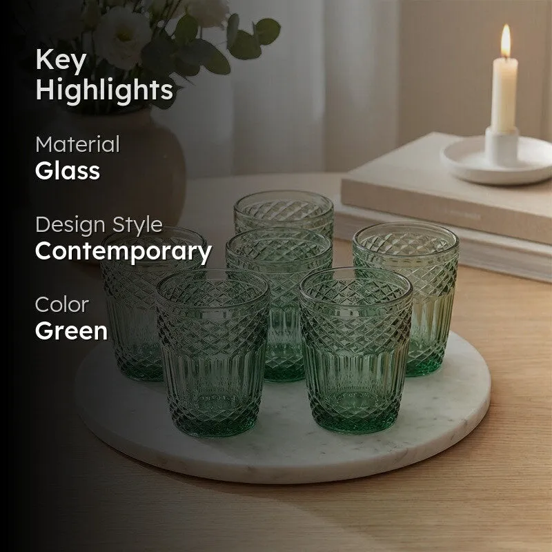 Vitra Glasses (Green,350 mL Each) - Set Of Six media 2