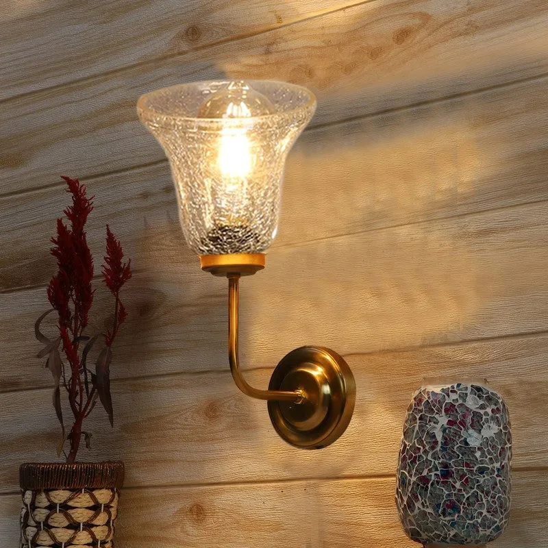 Warm Glow Golden Base Glass Wall Lamp media 4