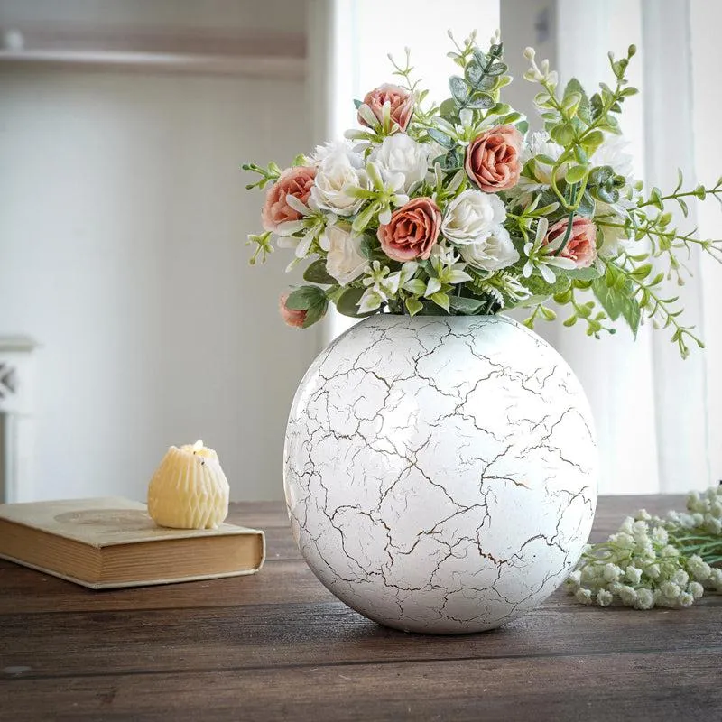 Manva Crackled Ball Vase (White) - Large media 1