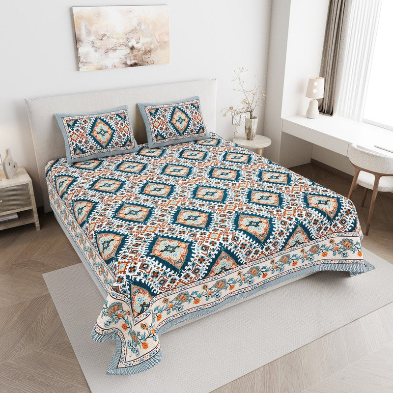 PrestigeSleep Cotton Bedsheet (Blue) - 144 TC