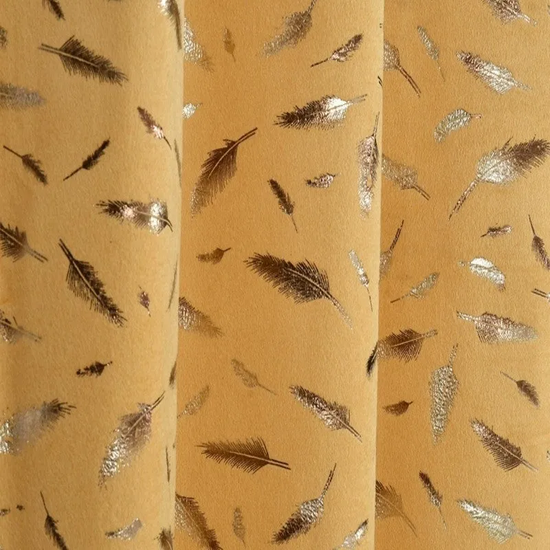 Glow Mist Printed Velvet Curtain - Orange,Gold media 5
