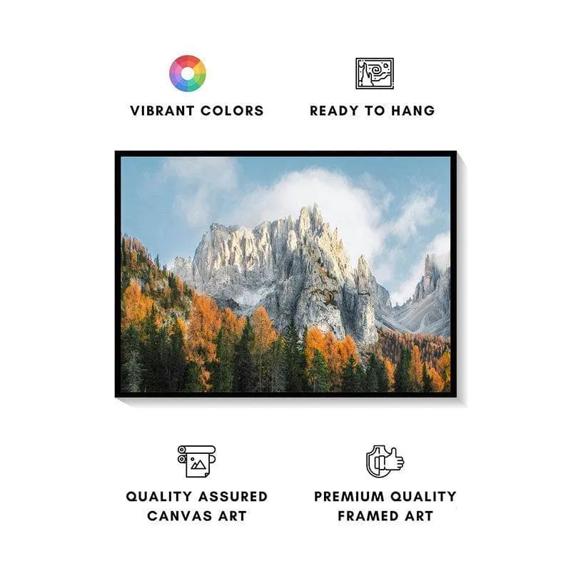 Dolomites Mountain Canvas Wall Painting - Black Frame media 4