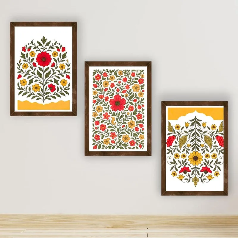 Indigo Garden Paper Wall Painting With Frame - Brown media 3