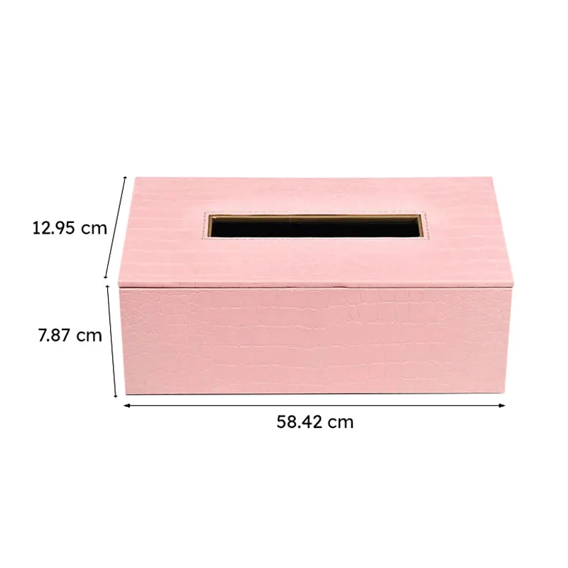 Elvan Faux Leather Tissue Holder - Pink media 9