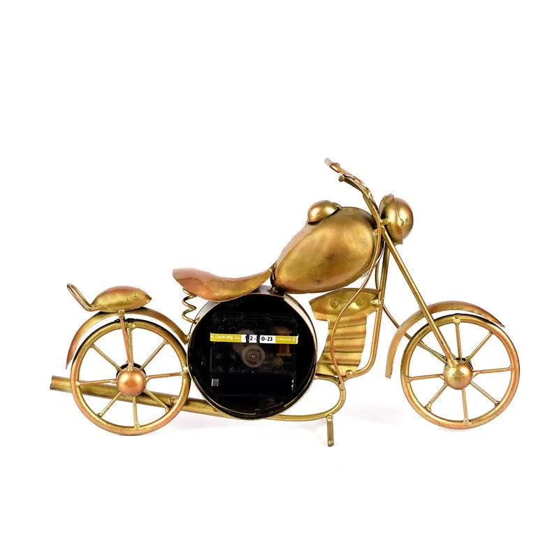 Artistic Bike Theme Accent Metal Table Clock media 5