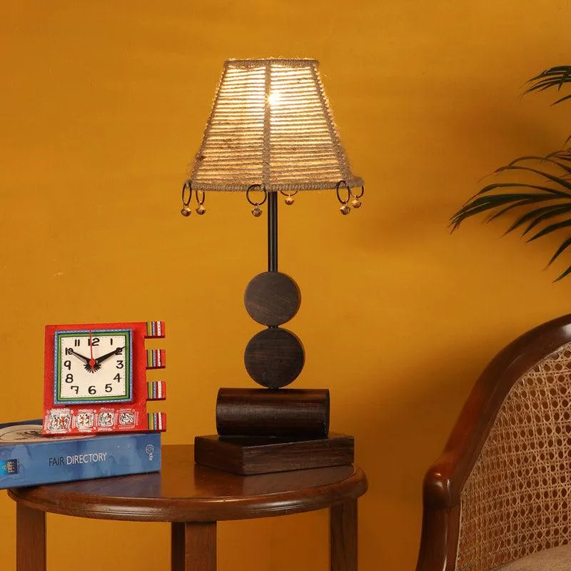 Rajni Wooden & Jute Table Lamp - Brown,Beige media 1