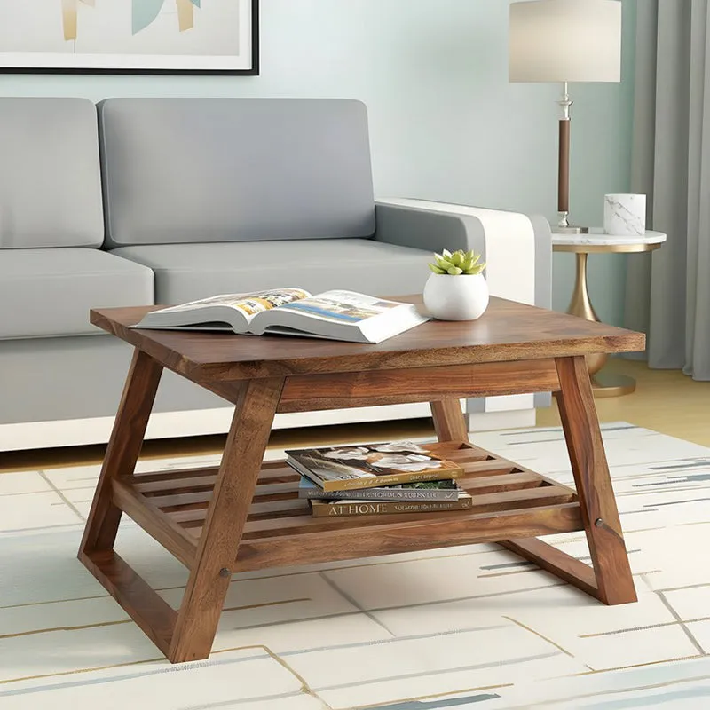 Axeron Sheesham Wooden Center Table - Light Brown media 3