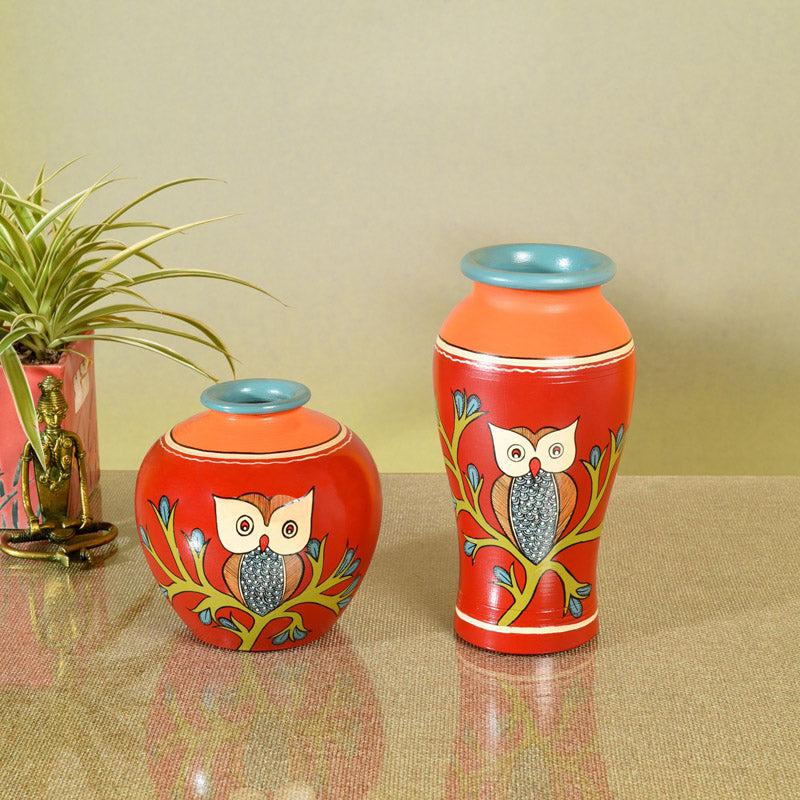 Indradutt Terracotta Vase - Two Piece Set