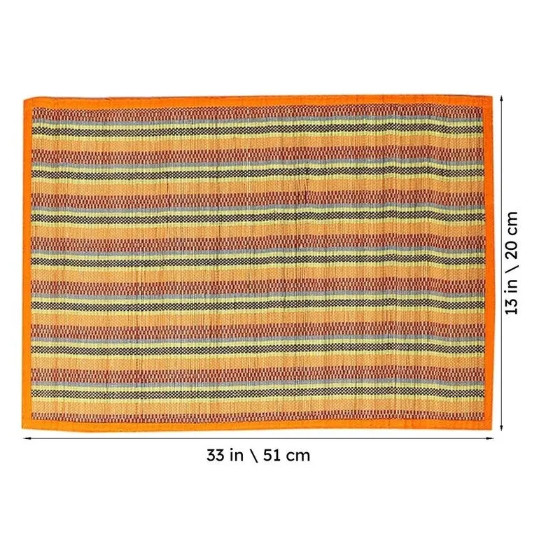 Chequered Zen Bamboo Table Mat (Orange) - Set Of Six media 5