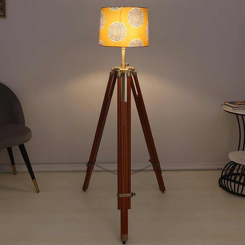 Mandala Merry Printed Tripod Floor Lamp - Brown