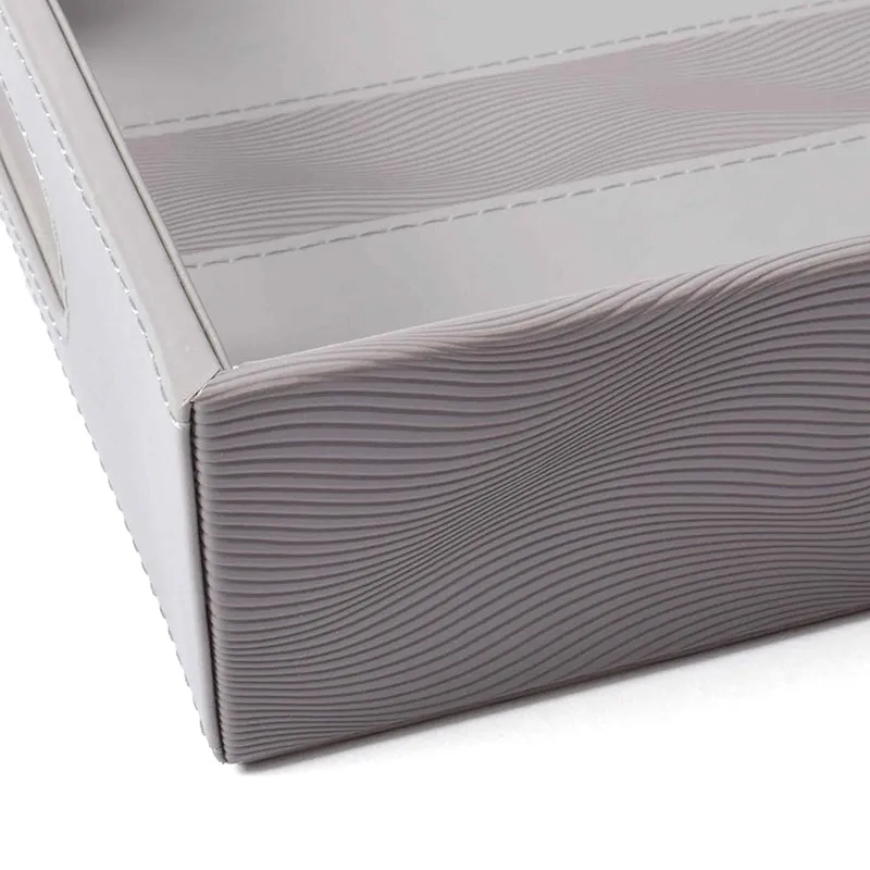 Veltrix Faux Leather Serving Tray - Grey media 5