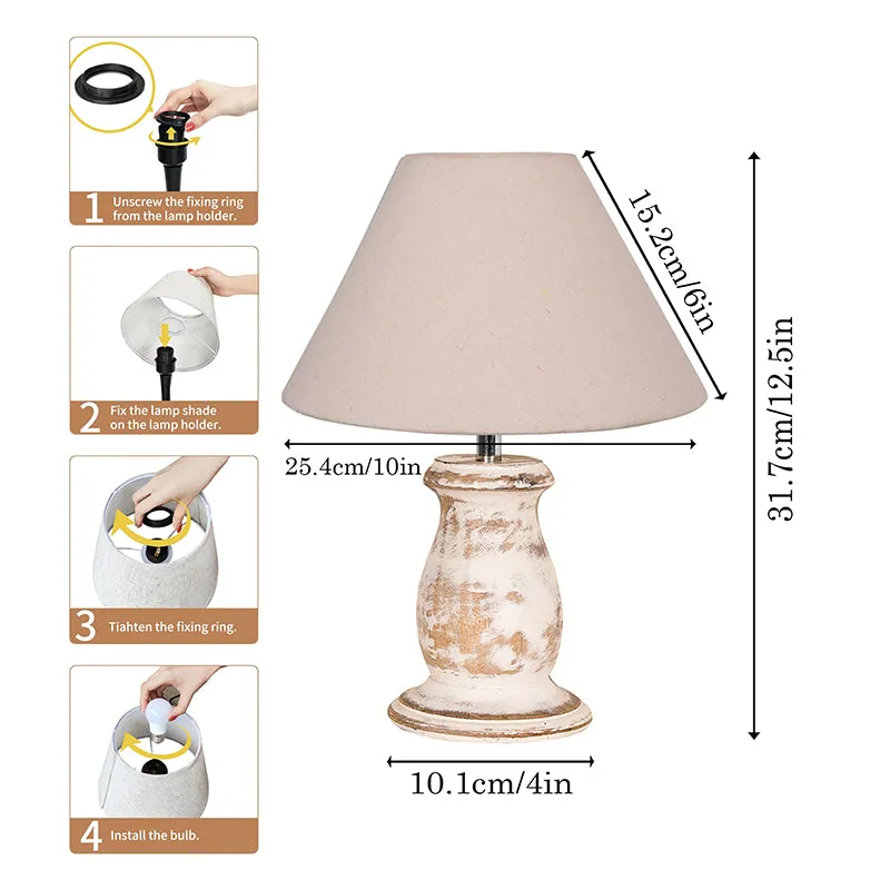 Elahim Rustic Wooden Table Lamp - Beige,White media 6