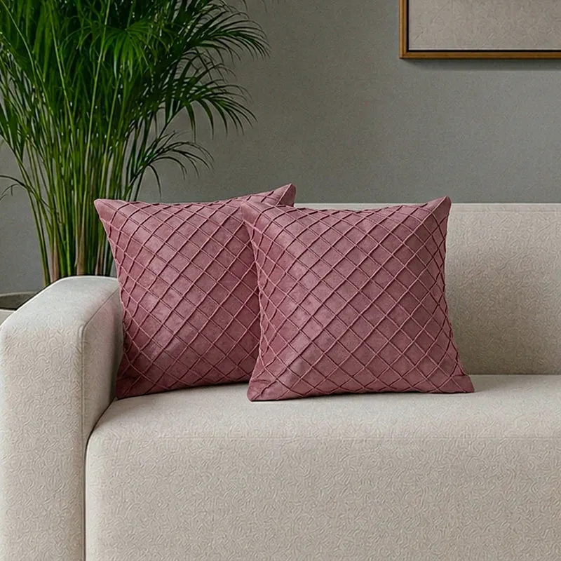 Swayam Lohita Pintex Velvet Cushion Cover (Pink) - Set of Two media 1