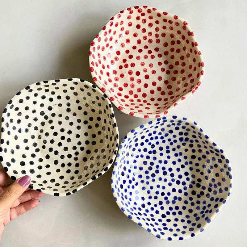 Mosha Polka Multicolor Serving Bowl (500 ML) - Set of Three media 1
