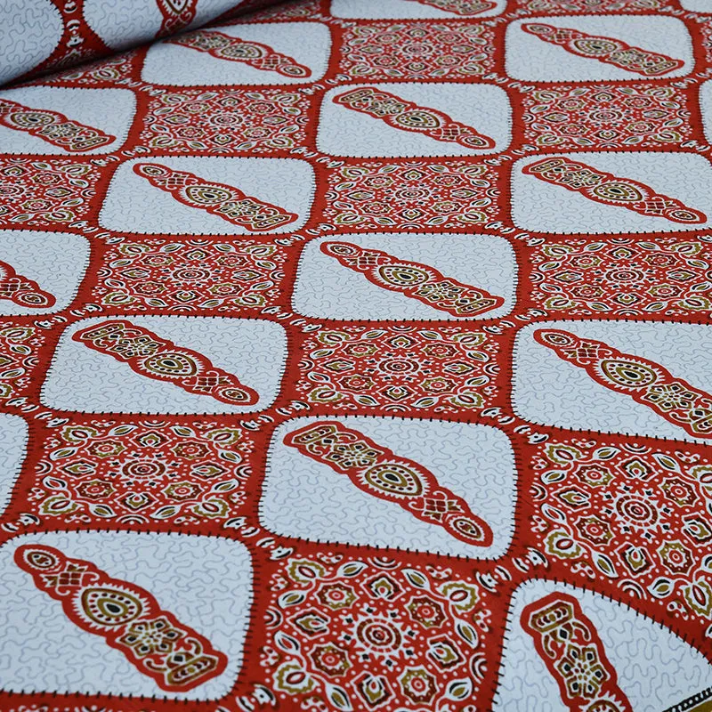 Balla Ethnic Cotton Bedsheet (Red & Blue) - 180 TC media 4