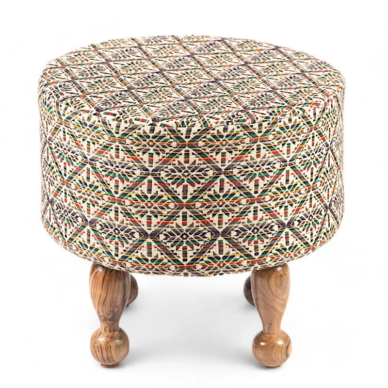 Gverix Acacia Wooden Ottomans - Multicolor media 3