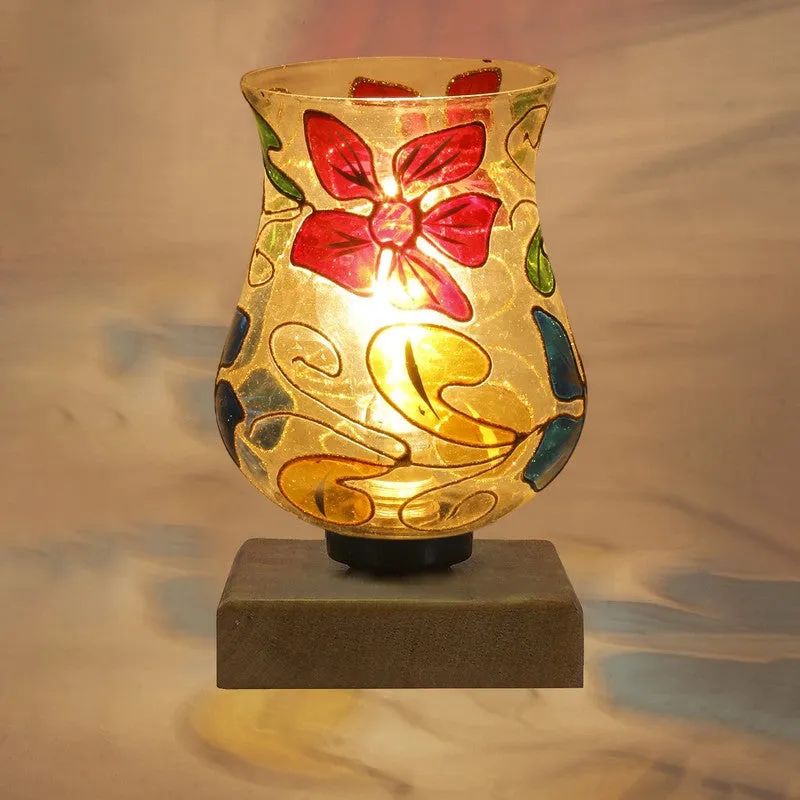 Glasmora Mosaic Glass Table Lamp With Wooden Base - Multicolor media 8