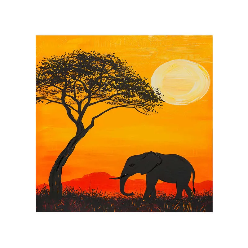 Wild Elephant At Dusk Wall Painting media 5