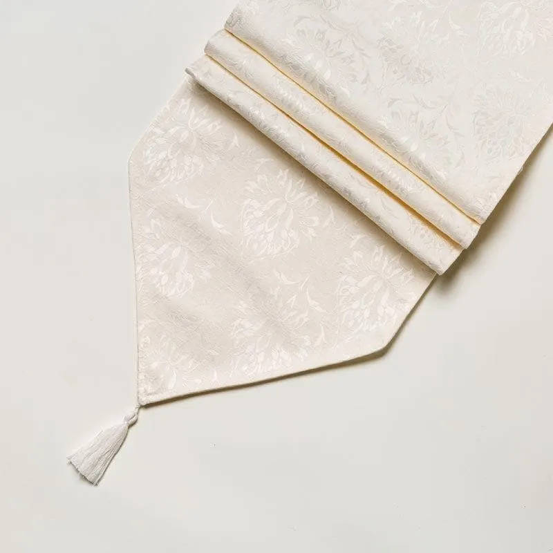 Pierre Paisley Jacquard Table Runner- White media 4
