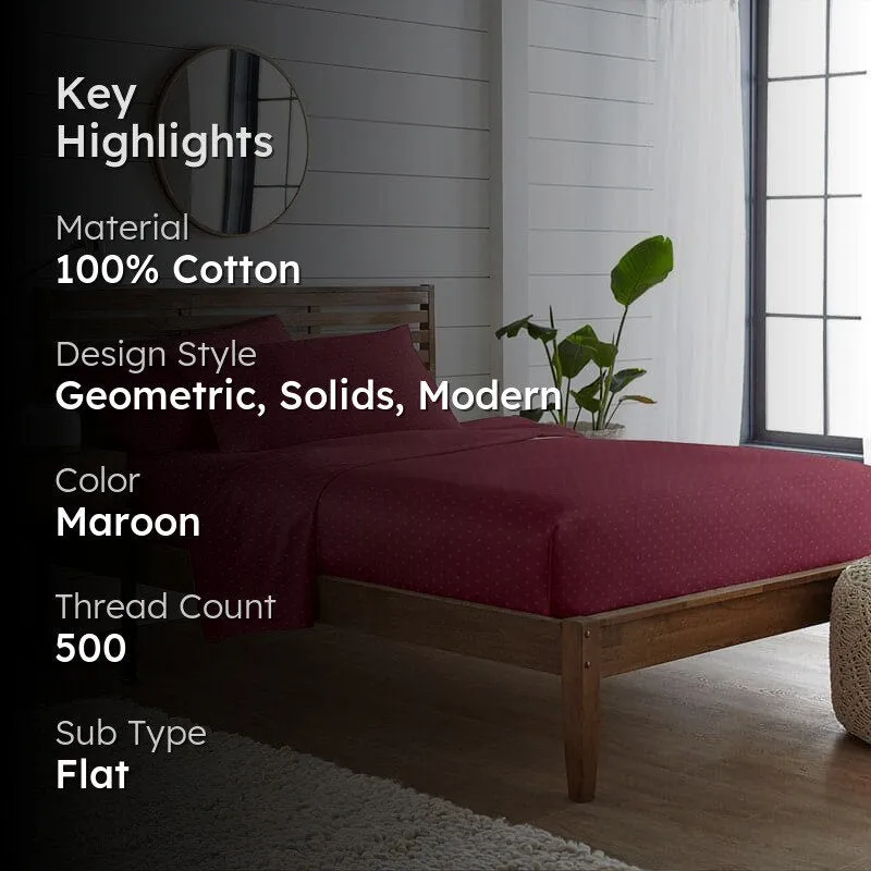 Numa Swiss Dot Cotton Bedsheet (Maroon) - 500 TC media 2
