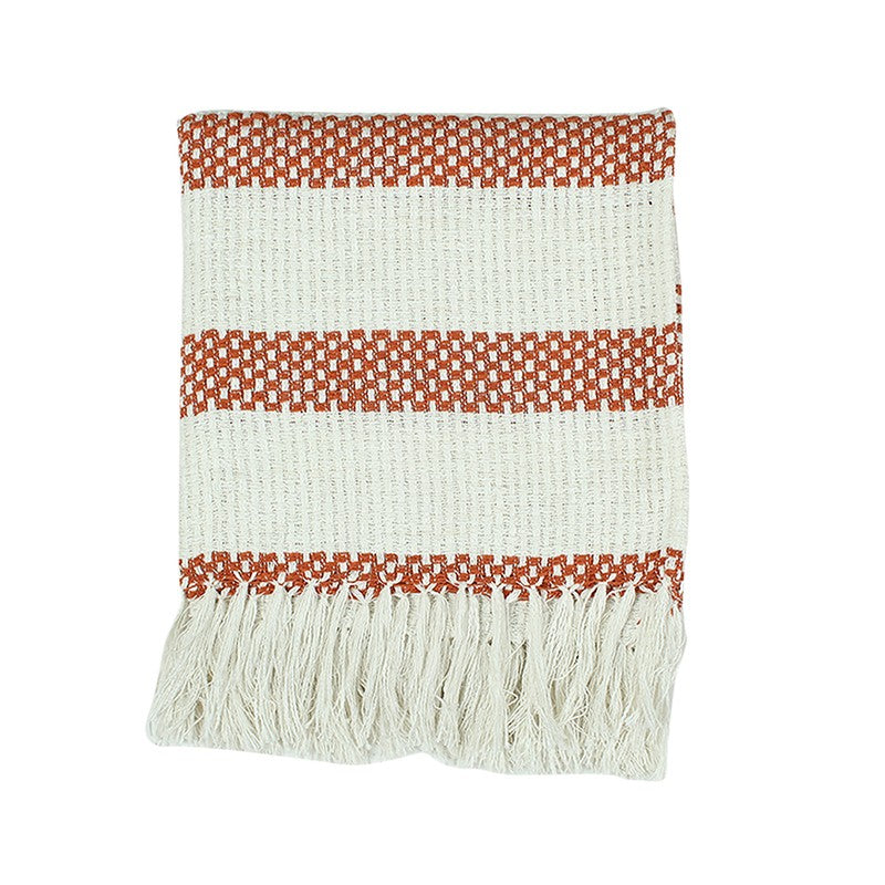Rustic Fringed Edge Throw - Orange media 4